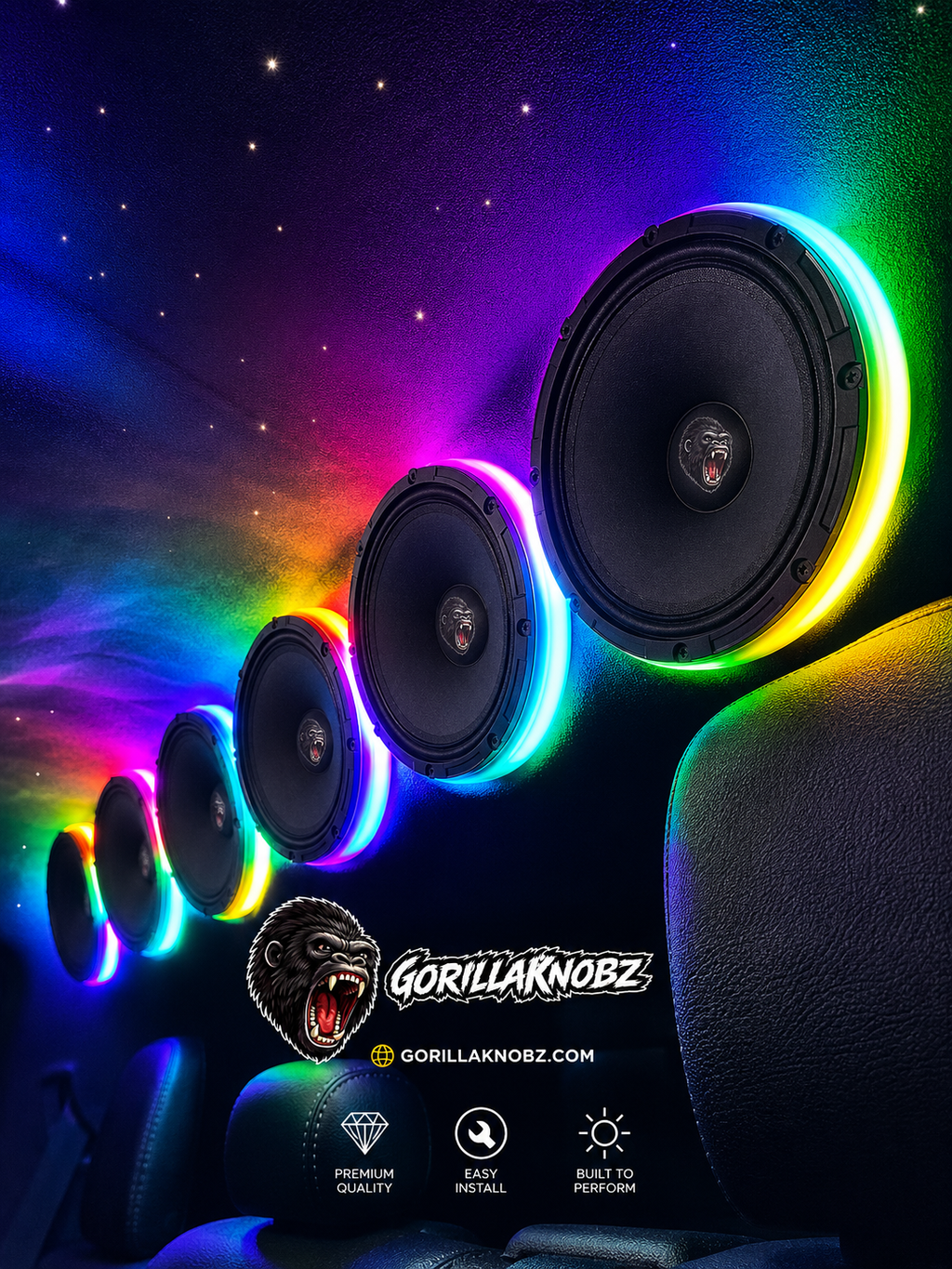 6.5" RGB LED Speaker Rings – GorillaKnobz High-Class